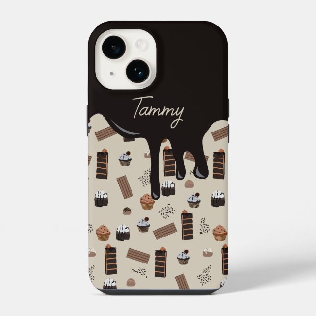 Personalised Name Chocolate Theme Pattern  iPhone Case (Back)