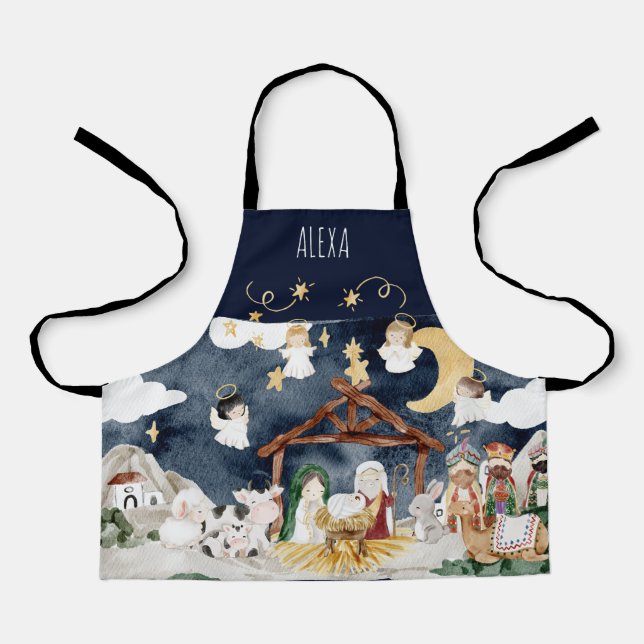 Personalised Name Christian Christmas Kids Apron (Front)
