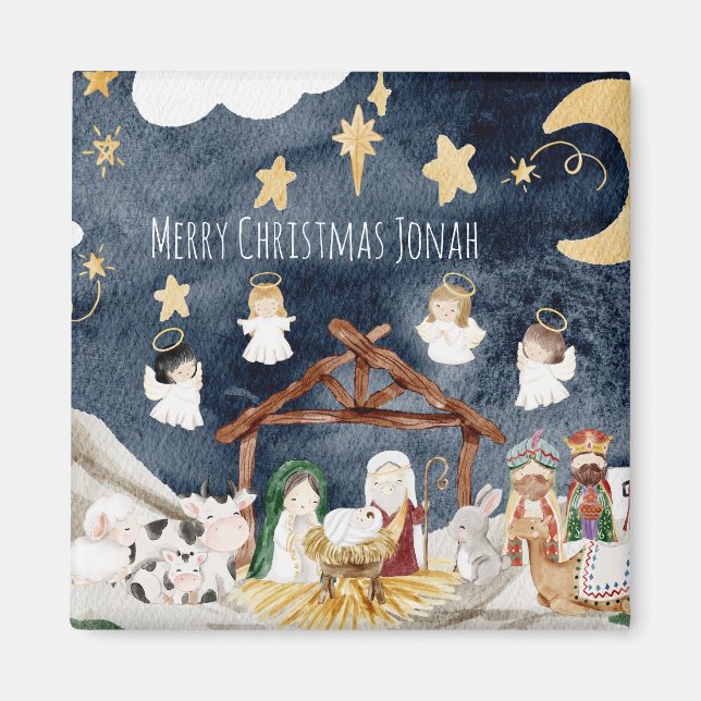 Personalised Name Christian Christmas Kids Magnet (Front)