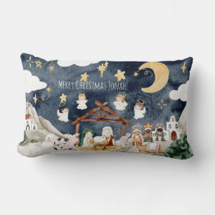 Personalised Name Christian Kids Christmas Lumbar Cushion