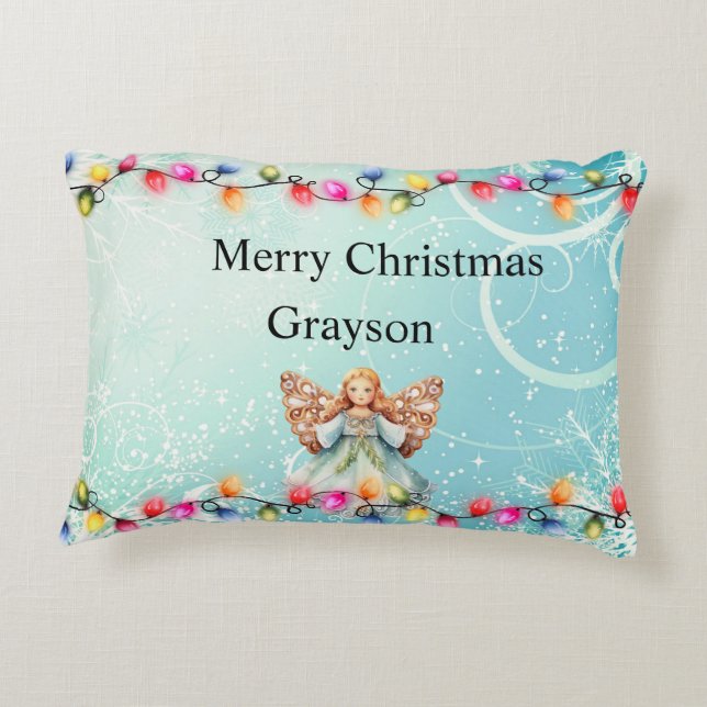 Personalised name Christmas Accent Pillow (Back)