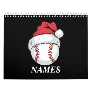 Personalised Name Christmas Baseball Santa Hat Calendar