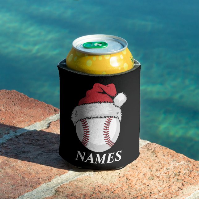 Personalised Name Christmas Baseball Santa Hat Can Cooler (In Situ Pool)