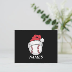Personalised Name Christmas Baseball Santa Hat Holiday Postcard