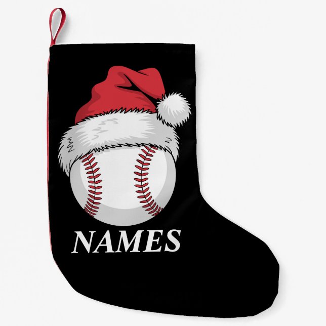Personalised Name Christmas Baseball Santa Hat Small Christmas Stocking (Front)