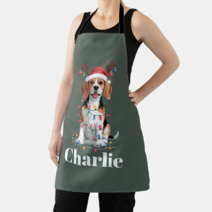 Personalised Name Christmas Beagle Dog Lover Apron