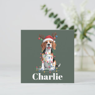Personalised Name Christmas Beagle Dog Lover Holiday Card