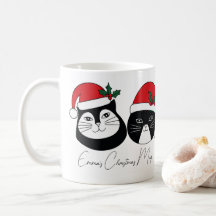 Personalised name Christmas Cat with Christmas Hat