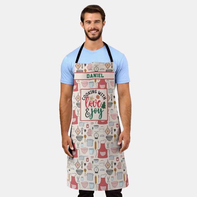 Personalised Name Christmas Cooking Kitchen Quotes Apron (Worn)