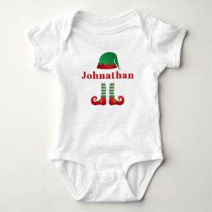 Personalised Name Christmas Elf Outfit Baby Bodysuit
