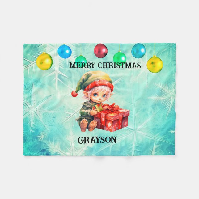 Personalised name Christmas Fleece Blanket (Front (Horizontal))