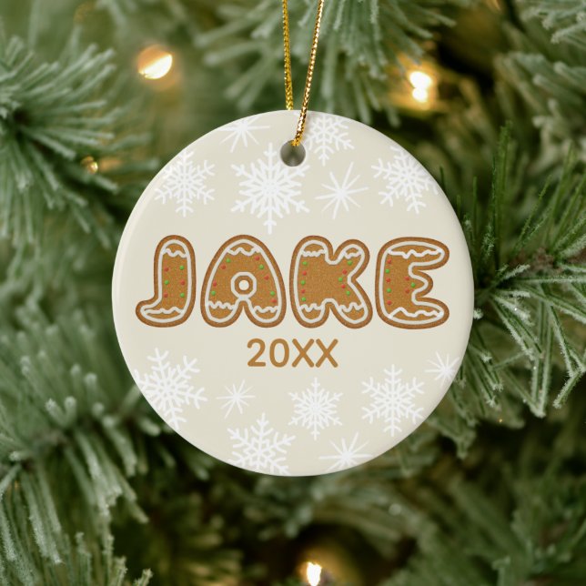 Personalised Name Christmas Gingerbread Cookies Ceramic Tree Decoration (Tree)