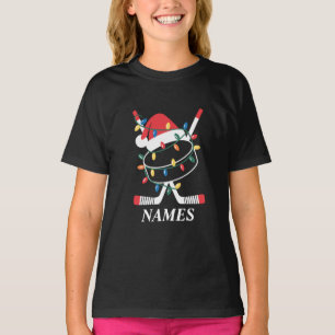 Personalised Name Christmas Hockey Xmas Santa Hat T-Shirt