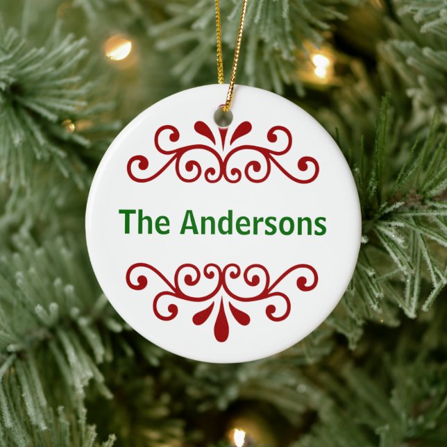 Personalised Name Christmas Ornament in Red (Tree)