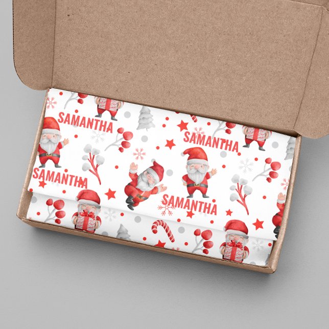 Personalised Name Christmas Santa Pattern Tissue Paper (Creator Uploaded)