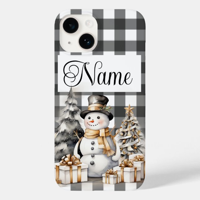 Personalised name Christmas snowman Case-Mate iPhone Case (Back)