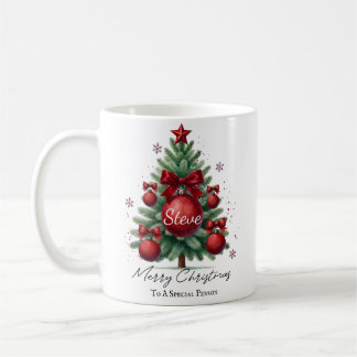 Personalised Name Christmas Tree Elegant Gift Coffee Mug
