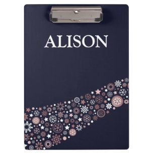 Personalised name christmas winter snowflakes clipboard