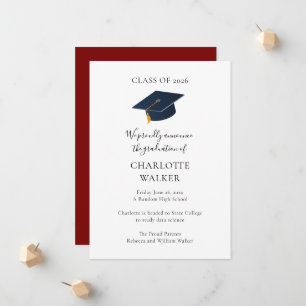 Personalised Name Class of 2026 Academic Party Announcement