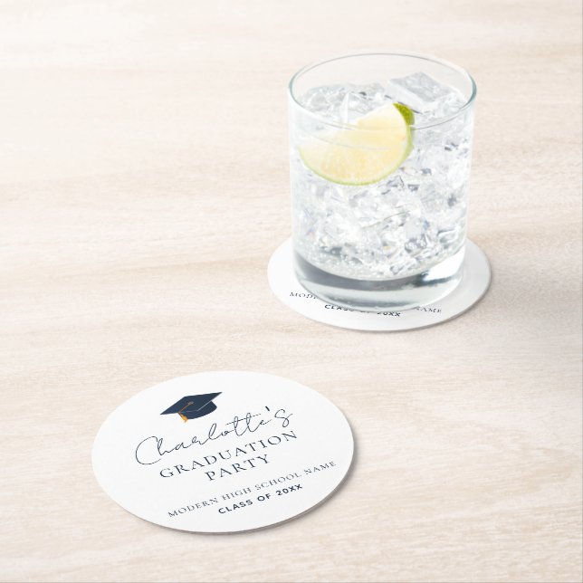 Personalised Name & Class of 2026 Graduation Round Paper Coaster (Insitu)