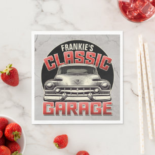 Personalised NAME Classic Car Garage Custom Shop Napkin