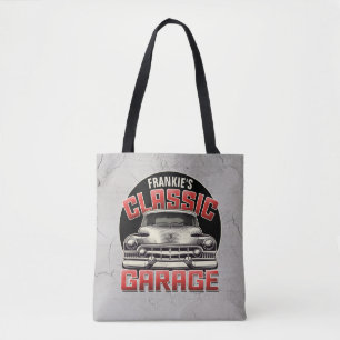 Personalised NAME Classic Car Garage Custom Shop Tote Bag
