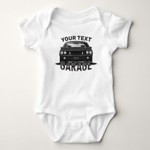 Personalised NAME Classic Muscle Car Garage Retro Baby Bodysuit