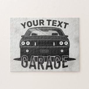 Personalised NAME Classic Muscle Car Garage Retro Jigsaw Puzzle