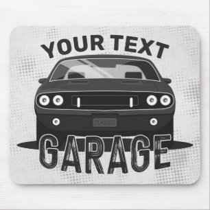 Personalised NAME Classic Muscle Car Garage Retro Mouse Mat