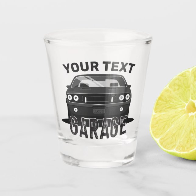 Personalised NAME Classic Muscle Car Garage Retro Shot Glass (Front)