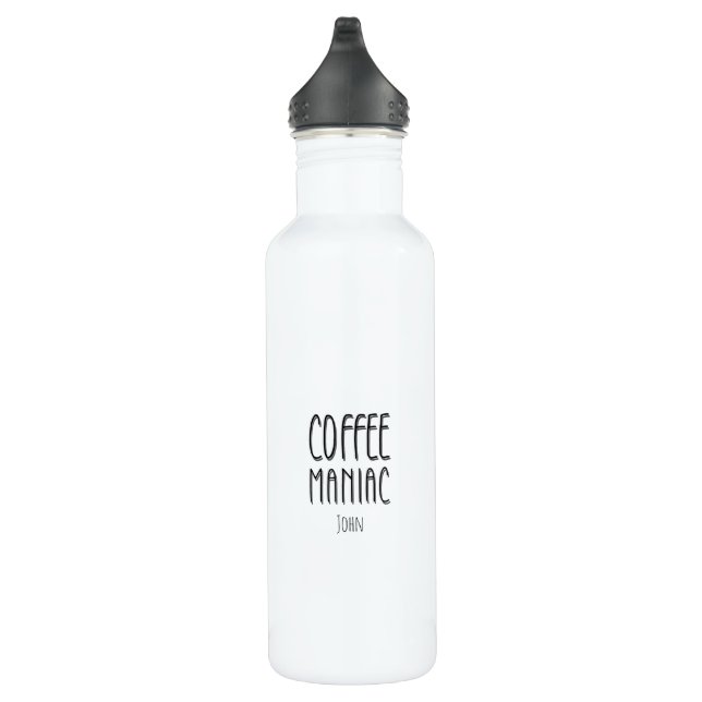 Personalised  Name Coffee Maniac - Funny  710 Ml Water Bottle (Right)