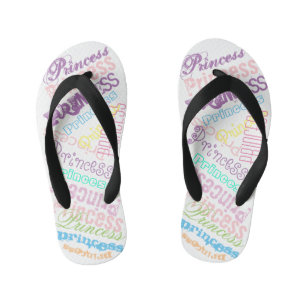 Personalised Name Collage Gift Wrap Pastel Colours Kid's Flip Flops