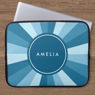 Personalised Name Colour Wheel Shades of Blue Laptop Sleeve