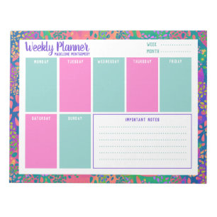 Personalised Name Colourful Abstract Weekly Planne Notepad