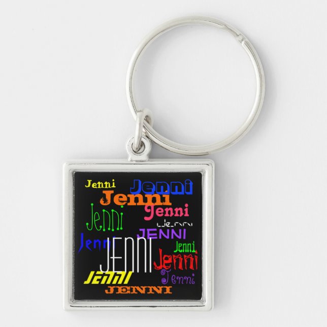Personalised Name Colourful Collage Keychain (Front)