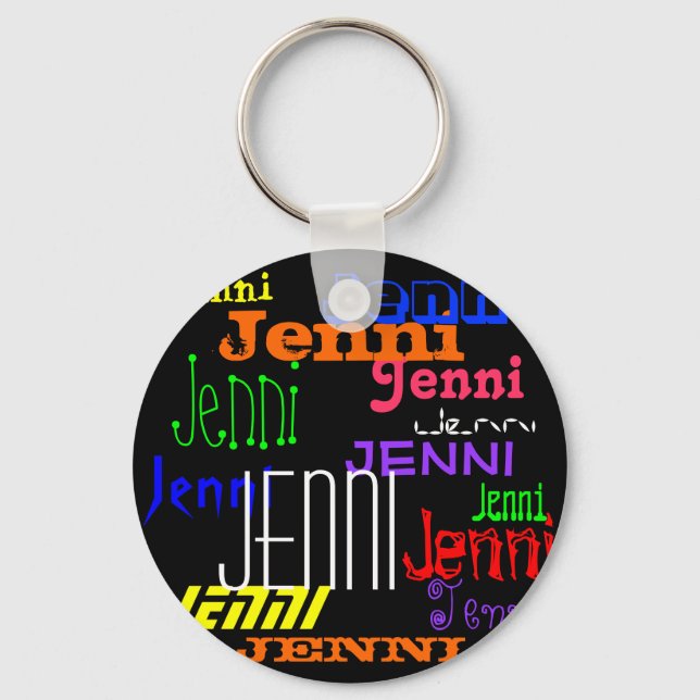 Personalised Name Colourful Collage Keychain (Front)