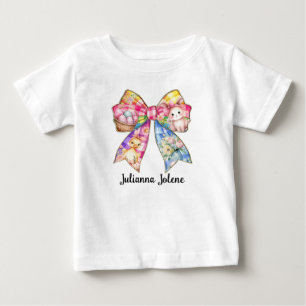 Personalised Name Colourful Easter Coquette Bow Baby T-Shirt
