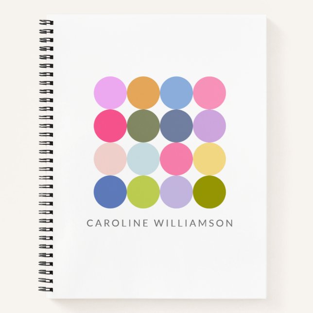 Personalised Name Colourful Geometric Circles Notebook (Front)