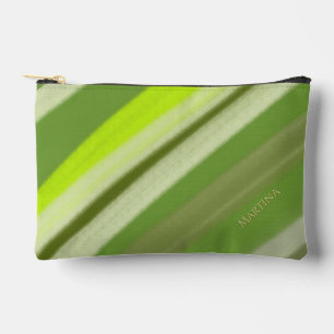 Personalised Name Colourful Lime Green Stripes Accessory Pouch