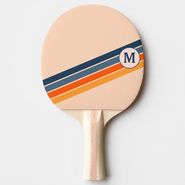 Personalised Name Colourful Line Orange Blue Red Ping Pong Paddle (Front)