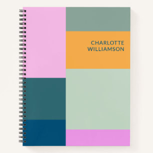 Personalised Name Colourful Modern Geometric Green Notebook