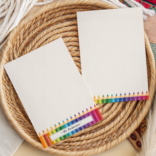Personalised Name Colourful Pencils Teacher's Card (Creator Uploaded)