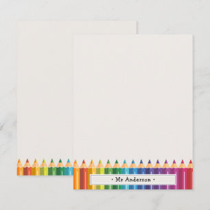 Personalised Name Colourful Pencils Teacher's Card
