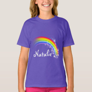 Personalised name colourful rainbow purple top