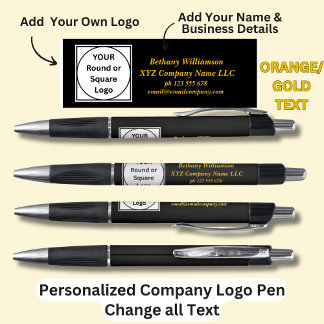 Personalised Name Company phone email, Gold Text  