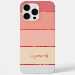 Personalised Name Coral Stripe Colour Palette Chip iPhone 16 Pro Max Case