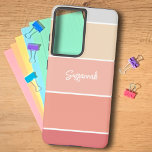 Personalised Name Coral Stripe Colour Palette Chip Samsung Galaxy Case<br><div class="desc">This design resembles a paint colour chip. The five elements featuring coral get lighter going up the case and the custom name sits midway from the bottom. Personalise the text with a name or initials, remove the text or click customise to select a font style, size, and colour you prefer....</div>