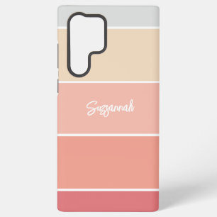Personalised Name Coral Stripe Colour Palette Chip Samsung Galaxy Case