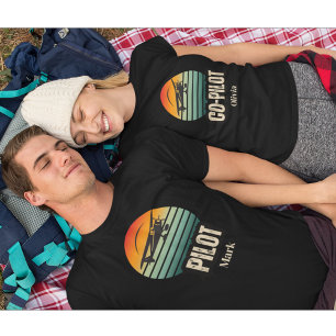 Personalised Name Couple Matching PILOT Sunset T-Shirt