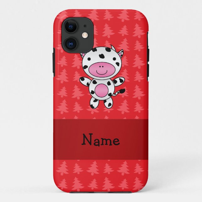 Personalised name cow red christmas trees Case-Mate iPhone case (Back)